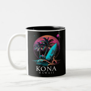 Kona Hawaii Hawaiian Surf Board Vintage Two-Tone Coffee Mug