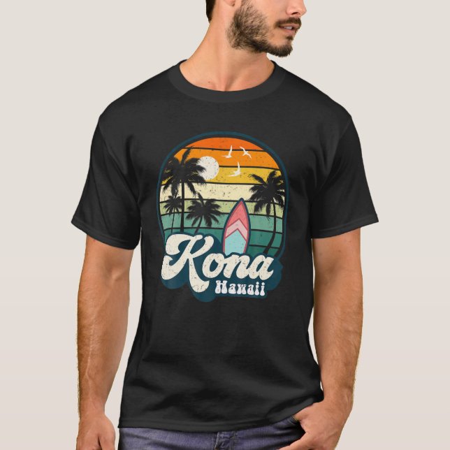 Kona Hawaii Hawaiian Vintage Surfboarding Surfers T-Shirt (Front)
