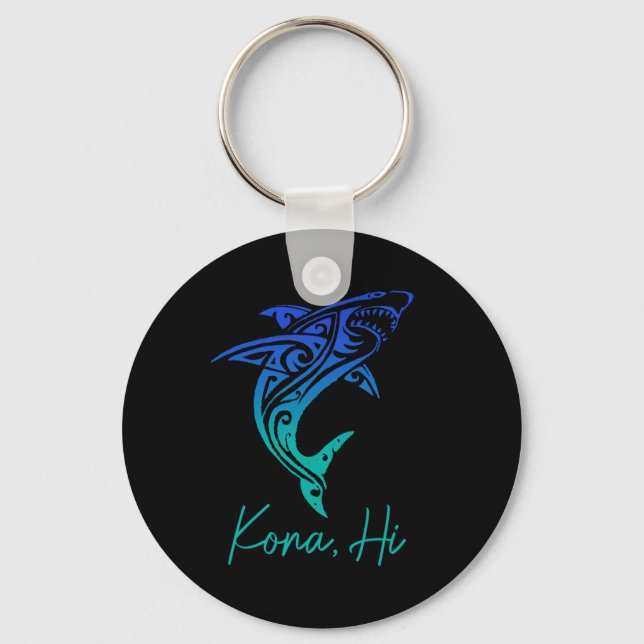 Kona Hawaii Shark Diving Fishing Surfing Surfer Ha Key Ring (Front)