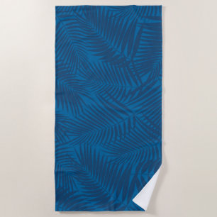 Kona Palms Hawaiian Leaf Tropical - Indigo Beach Towel