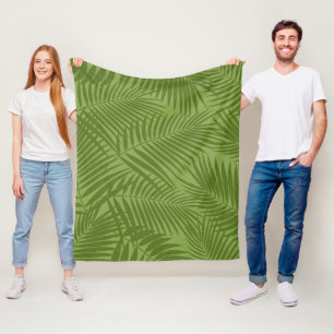 Kona Palms Hawaiian Leaf Tropical - Olive Fleece Blanket
