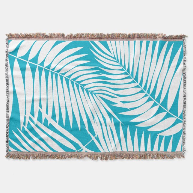 Kona Palms Hawaiian Leaf Tropical Throw Blanket (Front)