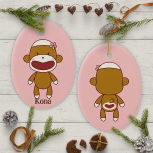 Kona the Sock Monkey Christmas Tree Ceramic Tree Decoration