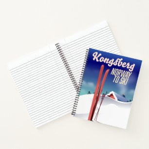 Kongsberg norway ski travel poster. notebook