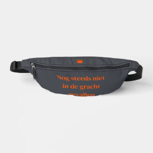 Koningsdag heuptasje - Oranje Tekst - gracht - Bum Bags