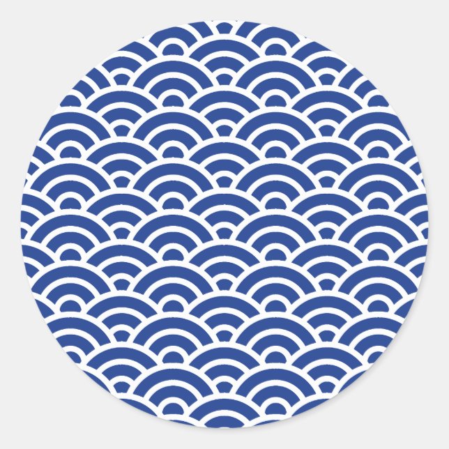 KONJYO 202 Seigaiha Waves - Energetic Ver.  Classic Round Sticker (Front)