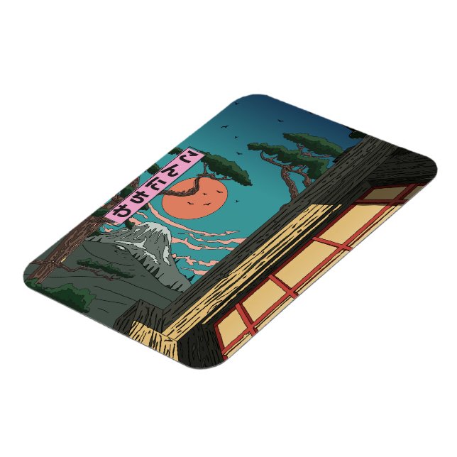 Konnichiwa Japanese Sunset Magnet (Left Side)