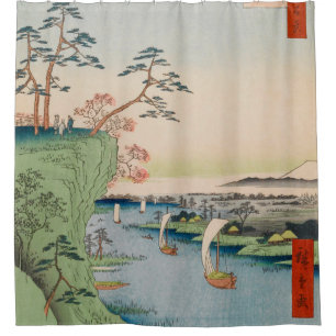 Konodai Tone River Vintage Ukiyo-e Japanese Art Shower Curtain