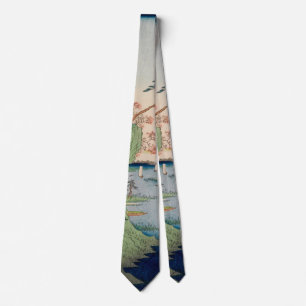 Konodai Tone River Vintage Ukiyo-e Japanese Art Tie