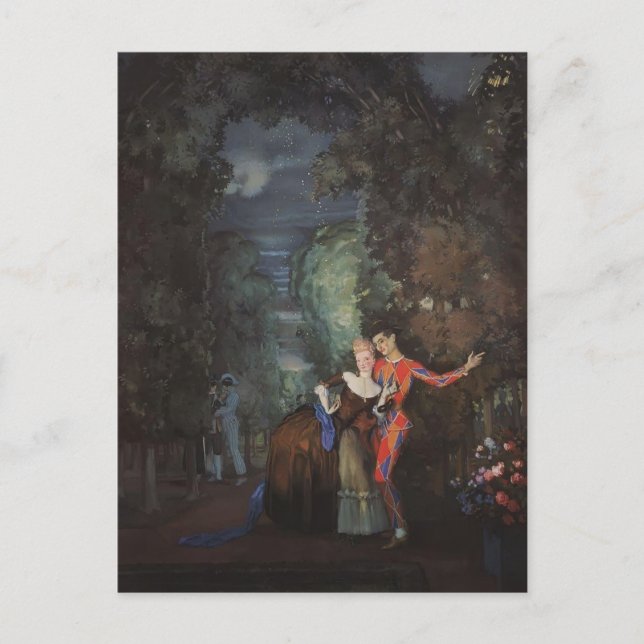 Konstantin Somov- Lady and Harlequin Postcard (Front)