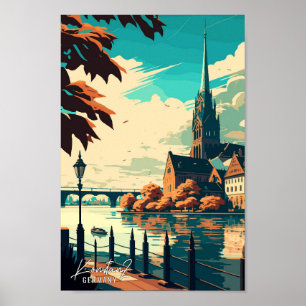 Konstanz Germany vintage travel illustration Poster