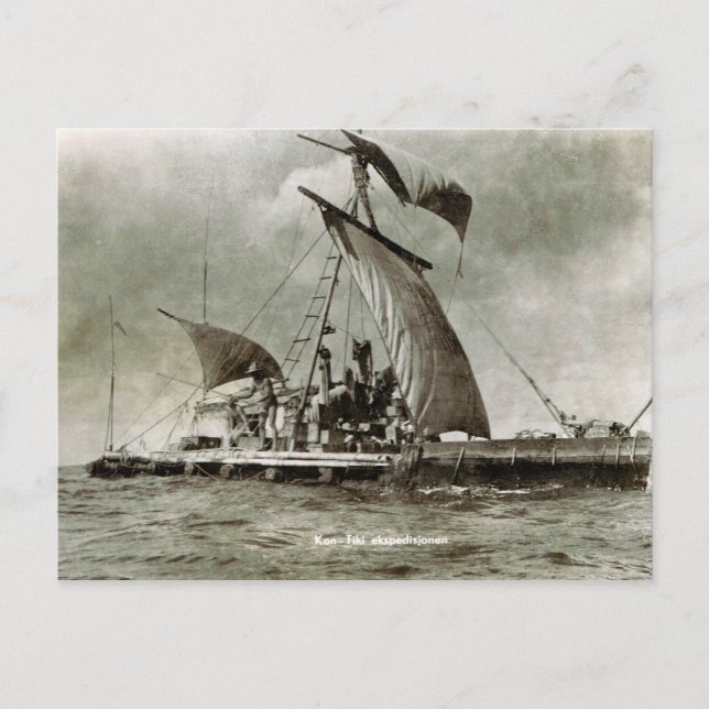 Kontiki Expedition, Thor Heyerdahl, 1947 Postcard (Front)