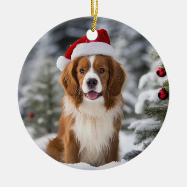 Kooikerhondje Dog Christmas Keepsake Ceramic Tree Decoration (Front)