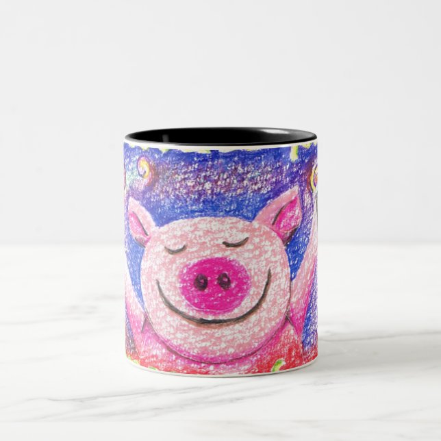 Kook Art Joyful Pig Standard Size Mug (Center)