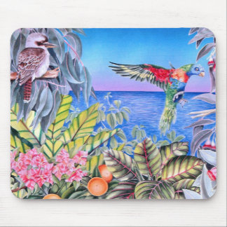 Kookaburra and Rainbow Lorikeets Mouse Pad