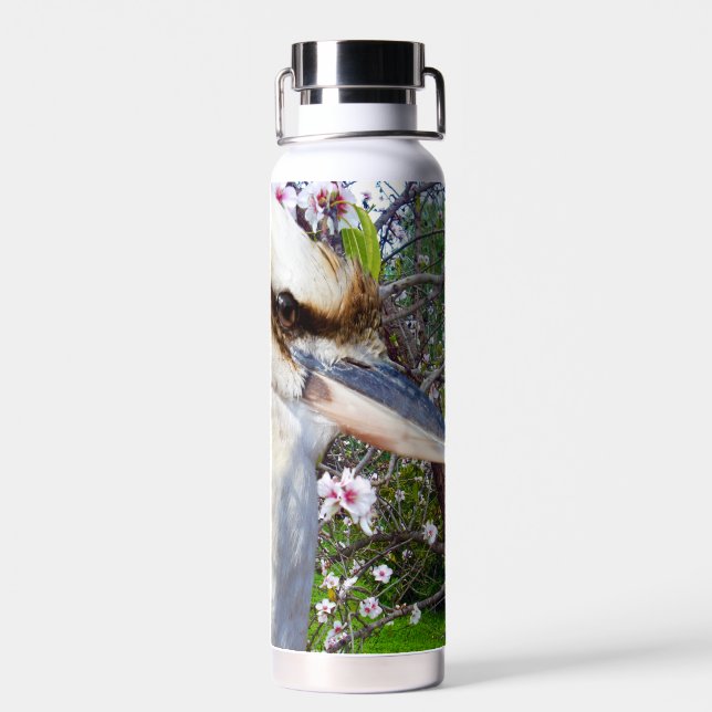 Kookaburra Beside Blossom Tree, Water Bottle (Back)