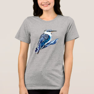 Kookaburra, blue and grey, aussie bird Tri-Blend shirt