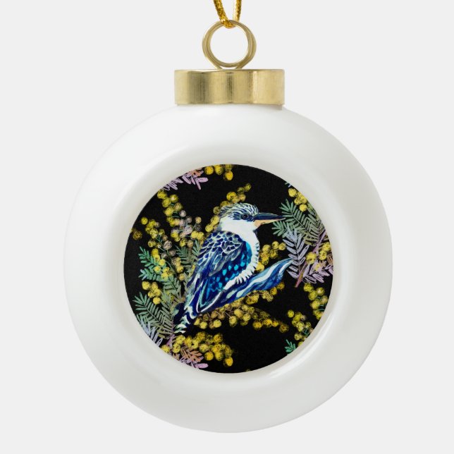 Kookaburra Ceramic Ball Christmas Ornament (Front)