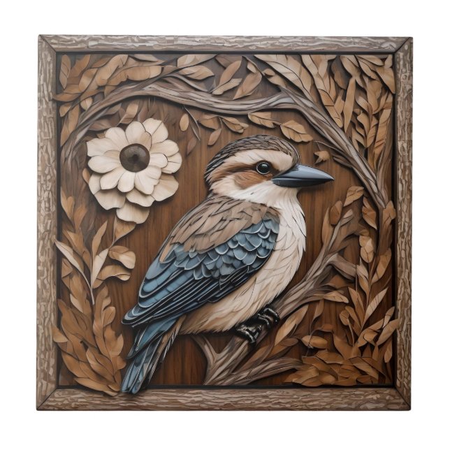Kookaburra Serenade: A Wood Print Tribute, Tile (Front)
