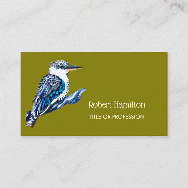 Kookaburra watercolor painting of australian bird business card (Front)