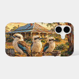 Kookaburras at Sunset on Barbed Wire Fence