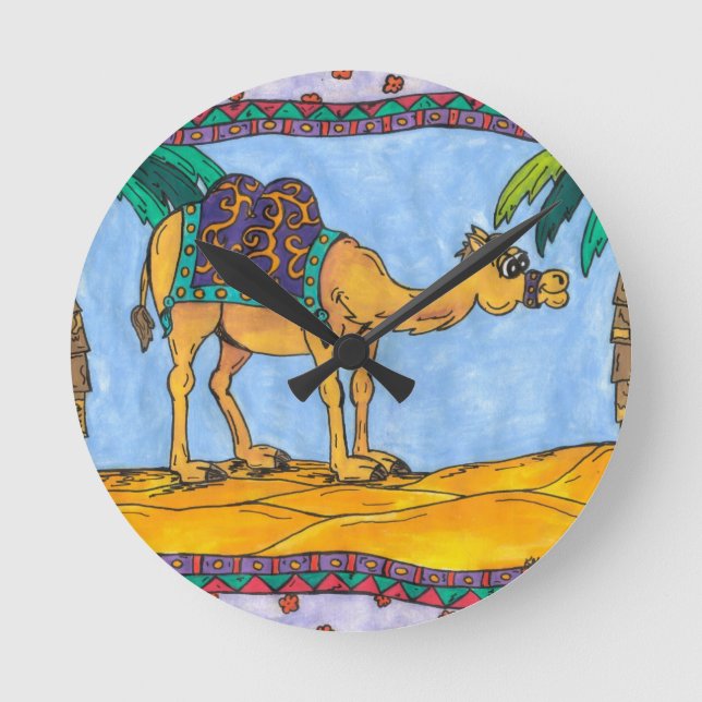 Kooky Camel Round Clock (Front)