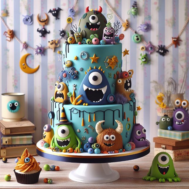 KOOKY MONSTERS DECORATED KIDS BIRTHDAY CAKE CARD (Creator Uploaded)