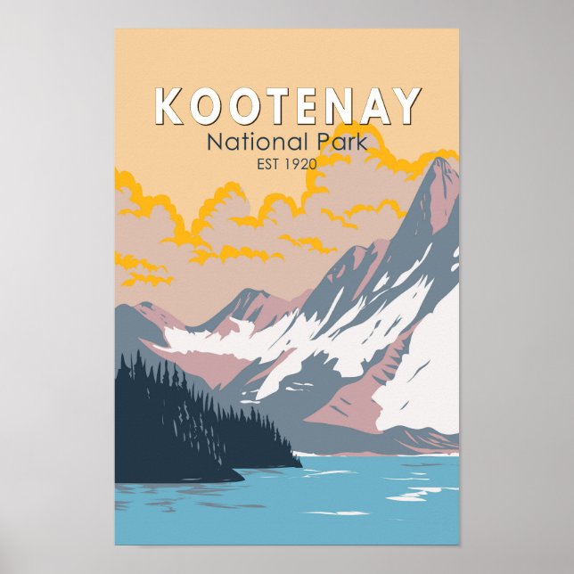 Kootenay National Park Canada Travel Art Vintage Poster (Front)