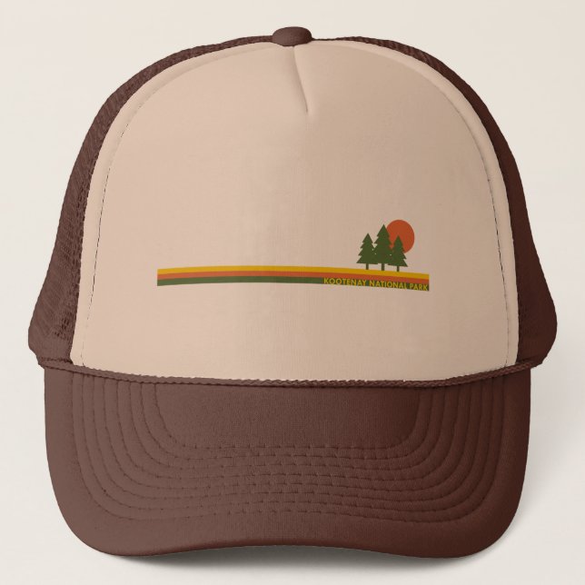 Kootenay National Park Pine Trees Sun Trucker Hat (Front)