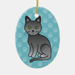 Korat Cat Cute Cartoon Illustration Ceramic Tree Decoration