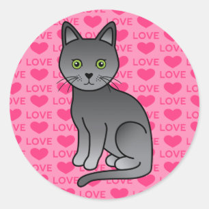 Korat Cat Cute Cartoon Illustration Classic Round Sticker