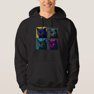 Korat Cat Pop Illustration Colorful Animal Women Hoodie