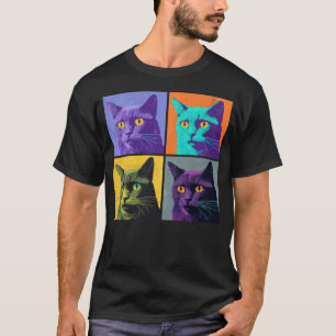 Korat Cat Pop Illustration Colourful Animal Women T-Shirt