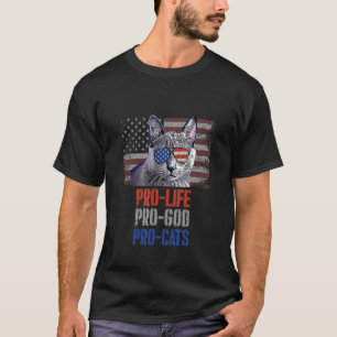 Korat Cat Pro Life Pro God Pro Cats American Flag T-Shirt
