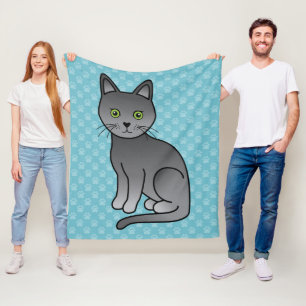 Korat Cat With Round Green Eyes Fleece Blanket