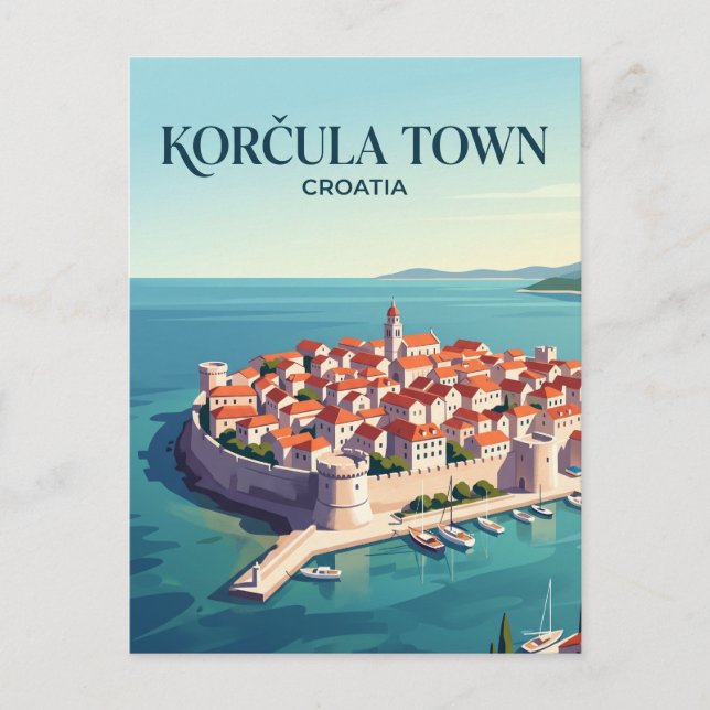 Korčula Town Croatia Postcard (Front)