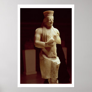 Kore figure of a young female Athenian holding a b Poster