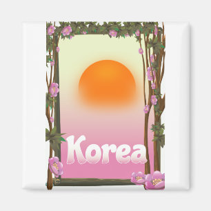 Korea Flowers travel poster Magnet