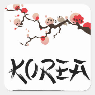 Korea Ink vintage travel poster. Square Sticker