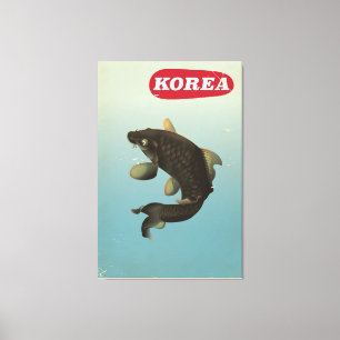 Korea Koi vintage style travel poster Canvas Print