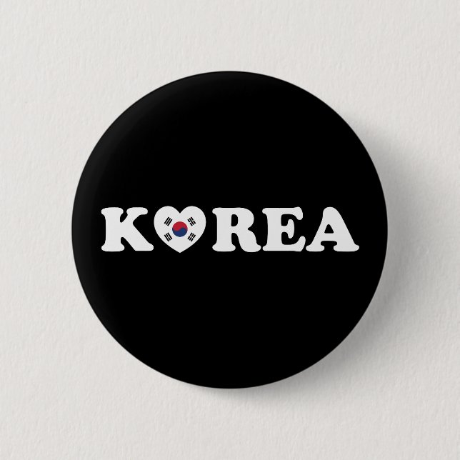 Korea Love Heart Flag 6 Cm Round Badge (Front)