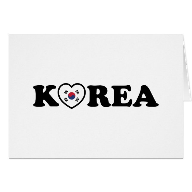 Korea Love Heart Flag Card (Front Horizontal)