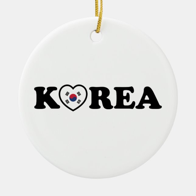 Korea Love Heart Flag Ceramic Tree Decoration (Front)
