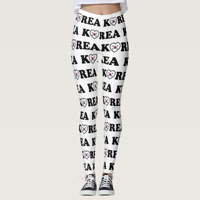 Korea Love Heart Flag Leggings (Front)