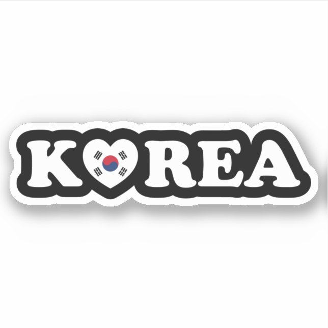 Korea Love Heart Flag Sticker (Front)