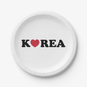 Korea Love Heart Paper Plate