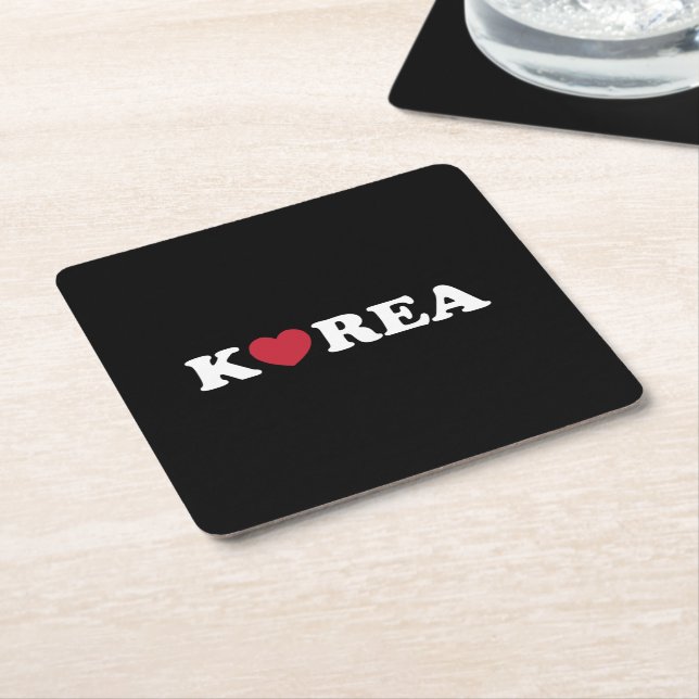 Korea Love Heart Square Paper Coaster (Angled)