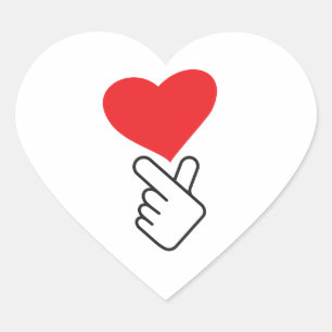 Korea v finger, wave or Korean hand. k-pop Heart Sticker