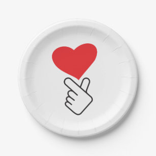 Korea v finger, wave or Korean hand. k-pop Paper Plate