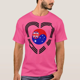 Korean Australian Multinational Patriot Flag Heart T-Shirt